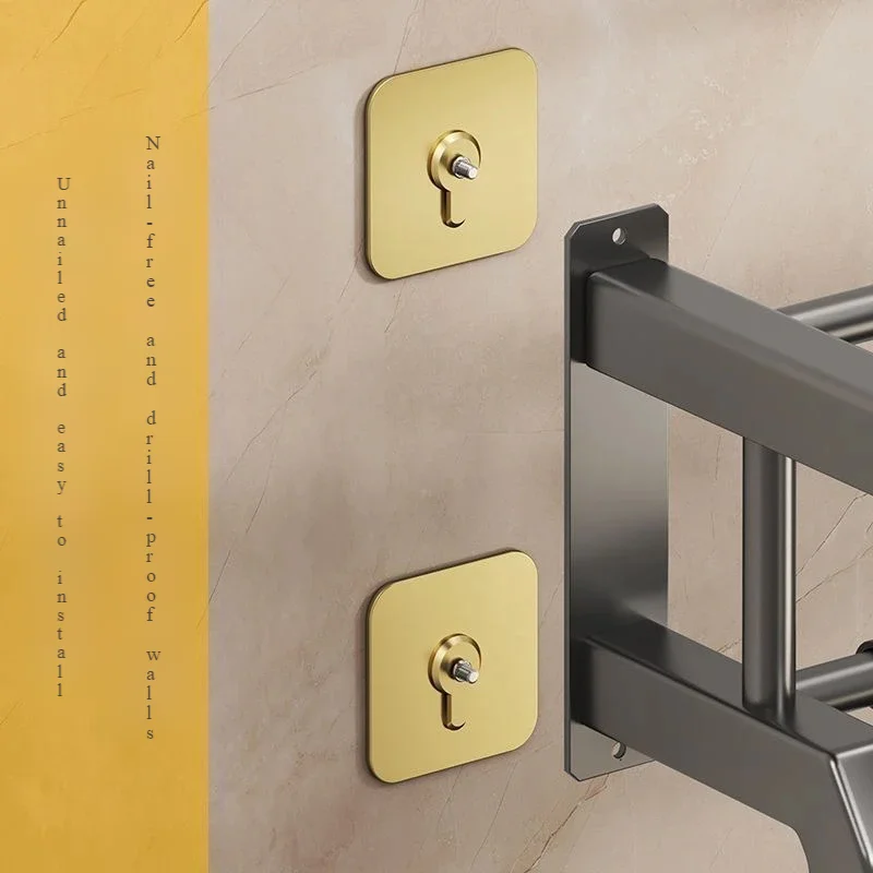 Towel Rack Bathroom No Drilling Towel Rack 40/50/60cm with Hook Multfuntional Wall Mounted Shelf Storage