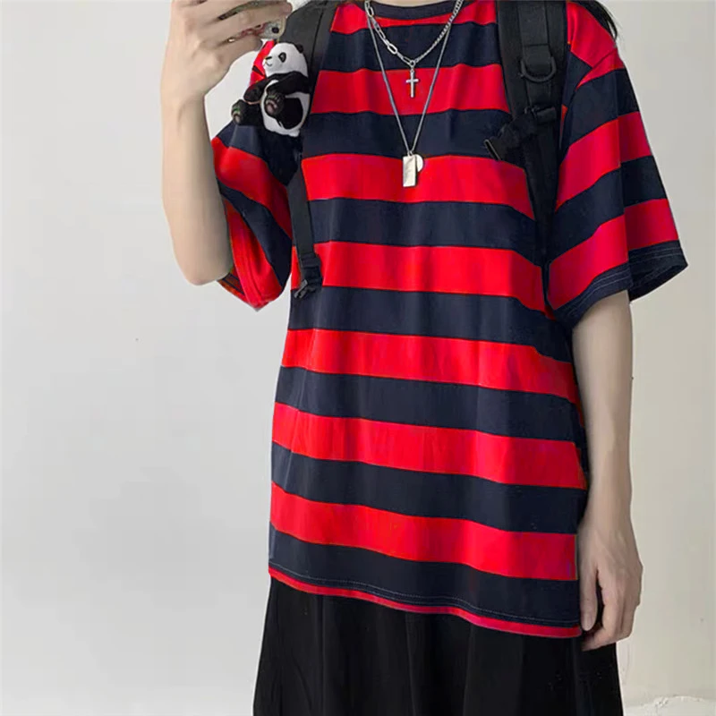 Women T-Shirts Harajuku Goth Punk stripe Print Short Sleeve Loose Clothes Oversized T Shirt Female Tops Hip Hop Tee Shirt 11 S6b7528f33b734f4b98b6d0806e25b4feN