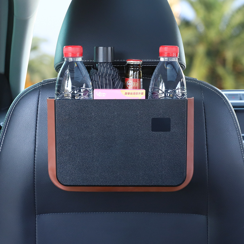 Car Trash Can Organizer Net For Storage Bag Auto Pocket Tablet Phone Glasses Protection Tray Back Table Rear Seat Cup Holder