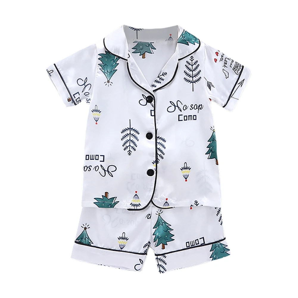 2 pcs Home Children's set Cute Cartoon Sleepwear 1-6 years Kids Boys Girls Short-sleeved Shorts Pajamas