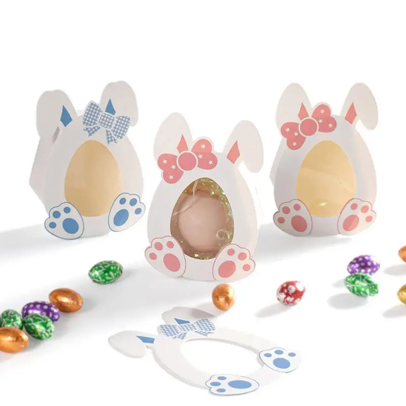 

10Pcs 2024 Easter Gift Box Cute Rabbit Eggs Candy Snack DIY Packaging Boxes Happy Easter Decoration Party Favors Supplies