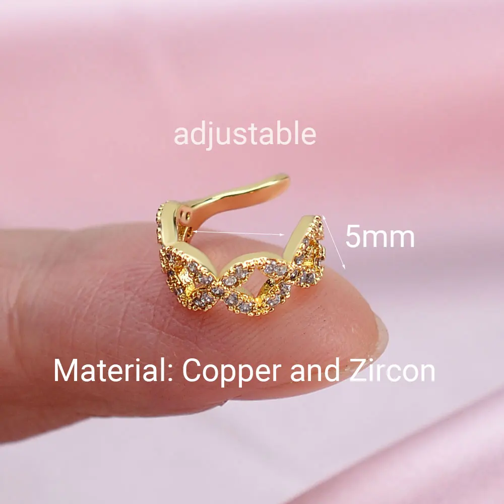 Ear Clip Earrings Clip Earrings Ear Clip Ear Accessories Fashion Geometry Crystal CZ Leaf Clip Earring For Women Without Piercing Punk Vintage Star Ear Cuff Wrap Adjustable Jewelry 1Pc