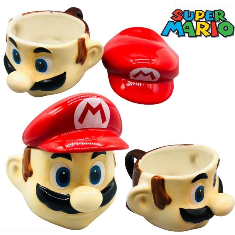 Super Mario Bros Ceramic Mug 3D Anime Coffee Cup Milk Tea Water Cup Personalità Cute Breakfast Avena Milk Mugs Drinkware Con Coperchio
