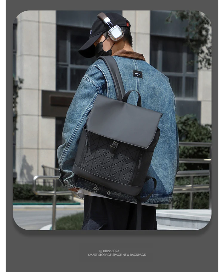 Rucksack für Herren, wasserdichter Pendlerrucksack mit großem Fassungsvermögen, 15,6-Zoll-Computertasche, trendige und coole Studenten-Reisetasche mit drei Verwendungszwecken – Detail 30