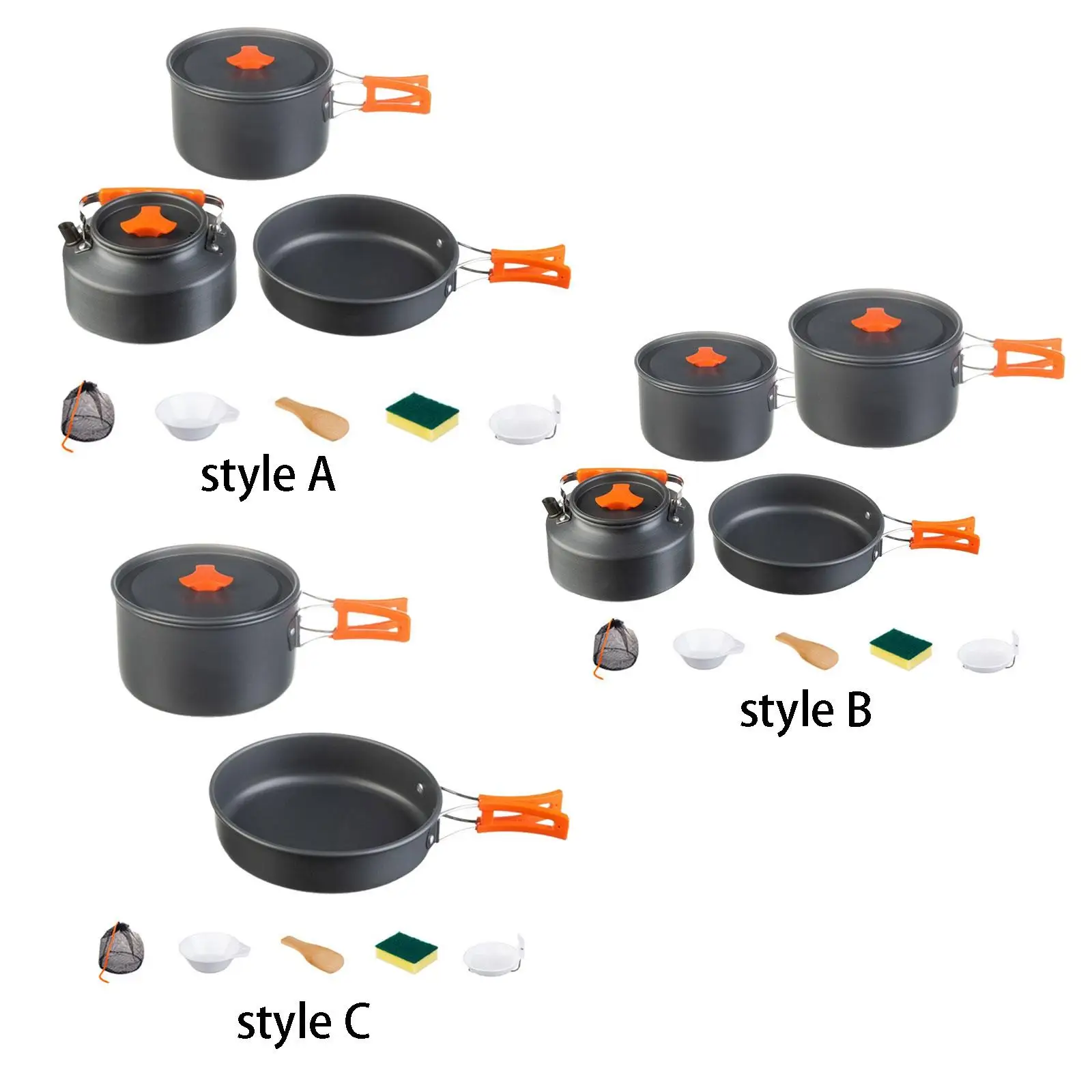 

Camping Cookware Mess Kit for Campfire Lightweight with Folding Handles Cookset