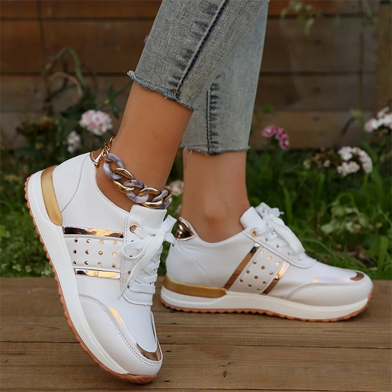 Sneakers Women Platform Shoes Leather Patchwork Woman Casual Shoes Sport Shoes Ladies Outdoor Running Vulcanized Shoes