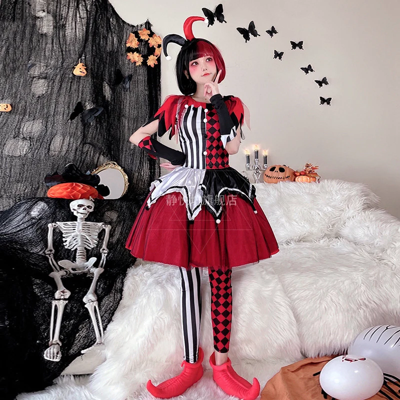 Halloween Costume for Women Clown Cosplay Anime Circus Soul Breaking Clown Dress Disfraz Vestidos Stage Performance