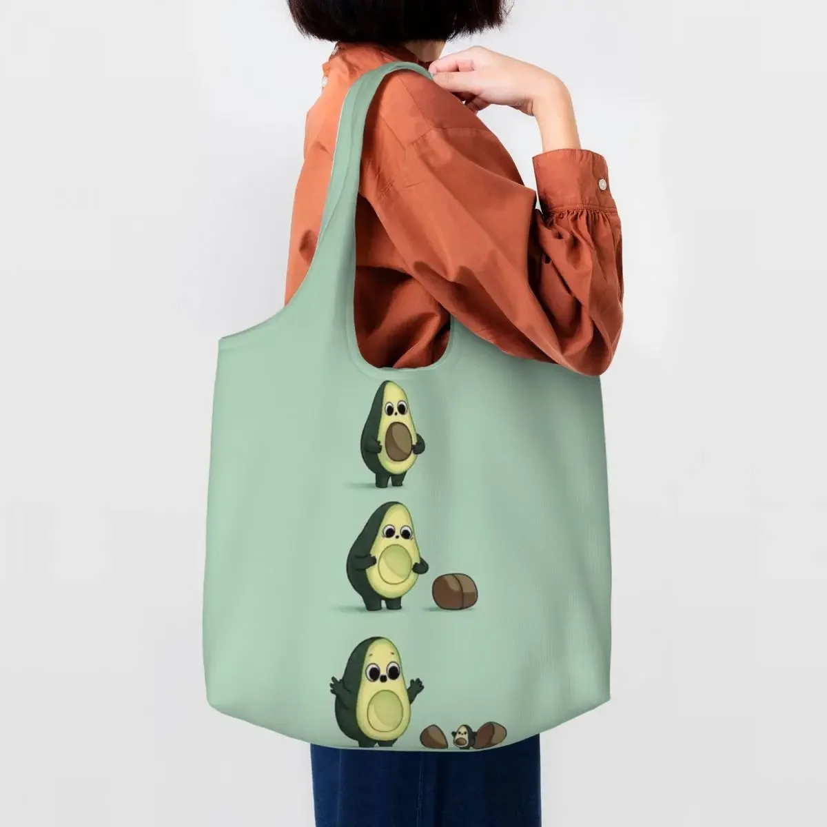 

Avocado Baby Groceries Shopping Tote Bags Women Fashion Fruit Vegan Canvas Shopper Shoulder Bag Large Capacity Bags Handbags