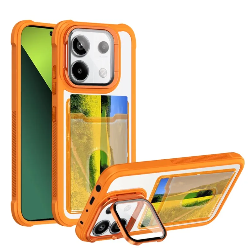 Étui Transparent avec support d'objectif et fente pour carte, pour Xiaomi Redmi Note 13 Pro Plus 4G 5G 13C, portefeuille Photo, support de poche