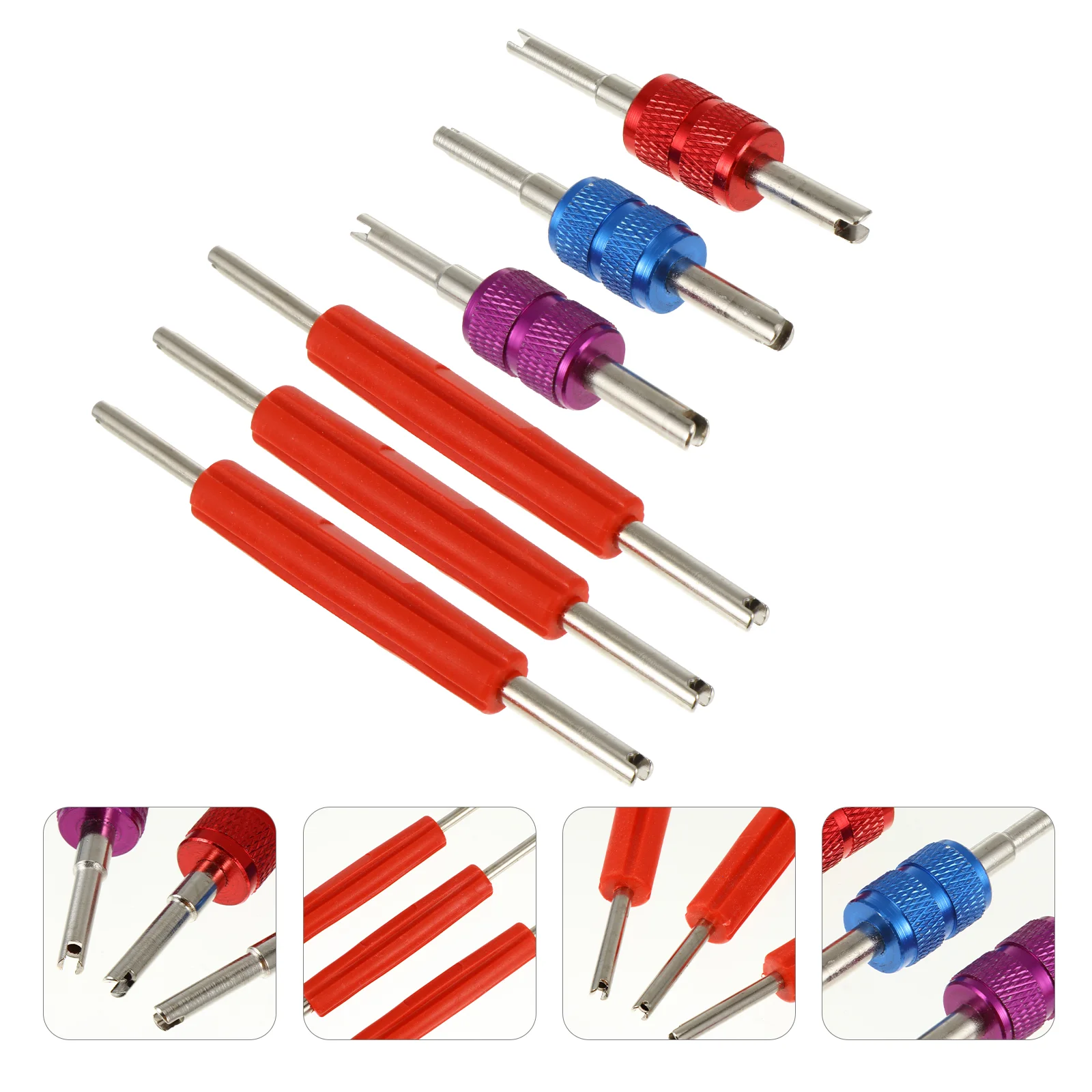 

6Pcs Auto Automobile Accessoriess Stem Stem Core Removal Tool Set Double Tire Schrader Stem Core Remover Tire Repair Tool Spool