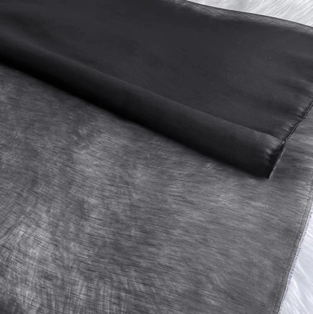 Silk Linen Mixed Fabric Sewing Fabric 14momme 140cm 54inches Blend Silk Flax Materials for Summer Cool Dresses