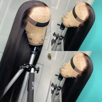 26inch Soft Silk Straight Natural Black 5x5 Silk Base Jewish Human Hair Wig  Baby Hair HD Lace European Hair Glueless Preplucked