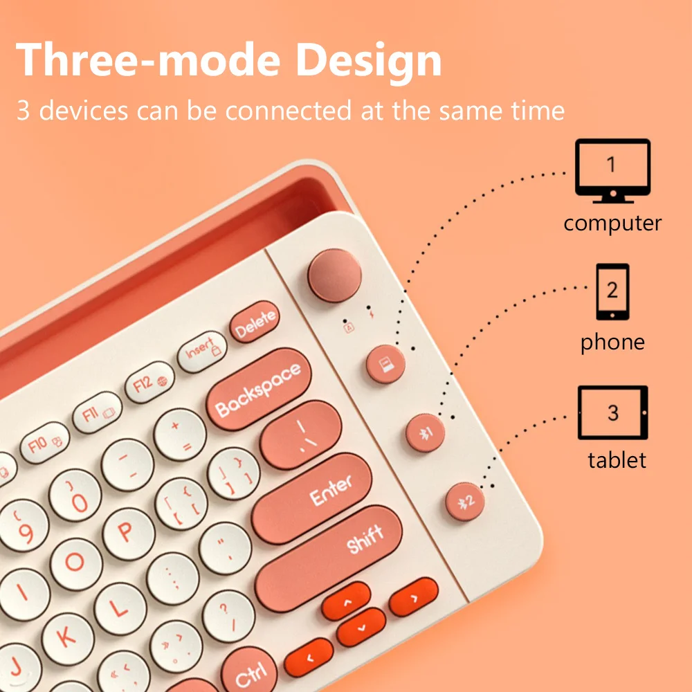 Arco Usb 2.4g Mais Teclado Bluetooth para Ipad Telefone Tablet Slot para Cartão Teclado sem Fio Recarregável Coréia Mais Inglês Multi-dispositivo - Imagem 3