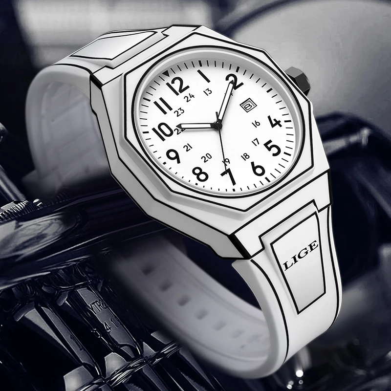 LIGE 2025 New luxury Arabic Digital Watch For Men Outdoor Sport Waterproof Men's Quartz Watch Fashion Silicone Date Chronograph