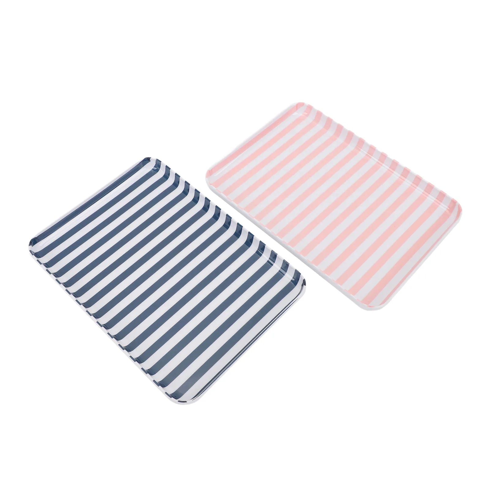 2PCS Food Tray for Couples Plastic Serving Tray Platter for Home Dessert Salad Fruits Breakfast Entertaining Blue and Pink
