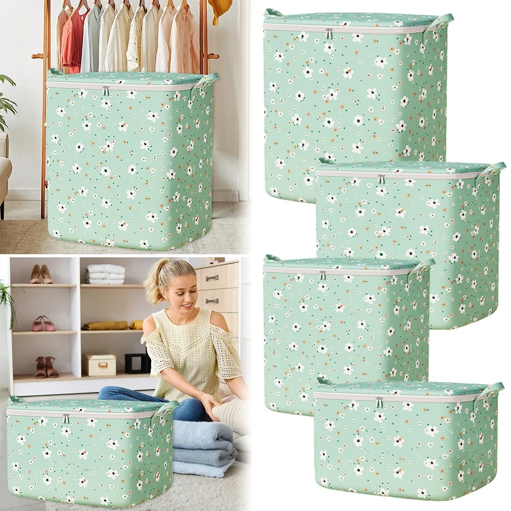 Clothes Quilt Storage Bag Foldable with Zipper Wardrobe Clothing Moving Luggage Bag Large Capacity Bedroom Dormitory Mobile Box 2