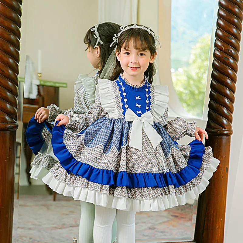 Lolita Children's Skirt Autumn New Girls Lolita Long Sleeve Floral Dress High Color
