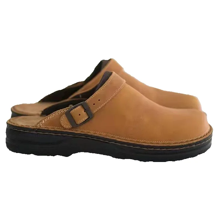 Herrensandalen mit dicker Sohle, geschlossener Zehenpartie, rückenfrei, flacher Mund, runder Zehenbereich, lässig, große Größe_voghion.com
