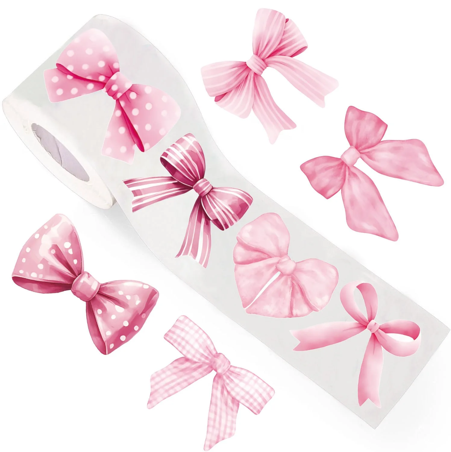 500 Stück/Rolle rosa Schleife Siegelaufkleber, süße Geschenkbox-Segensaufkleber, Verpackung, Dekoration, selbstklebende Aufklebermaterialien