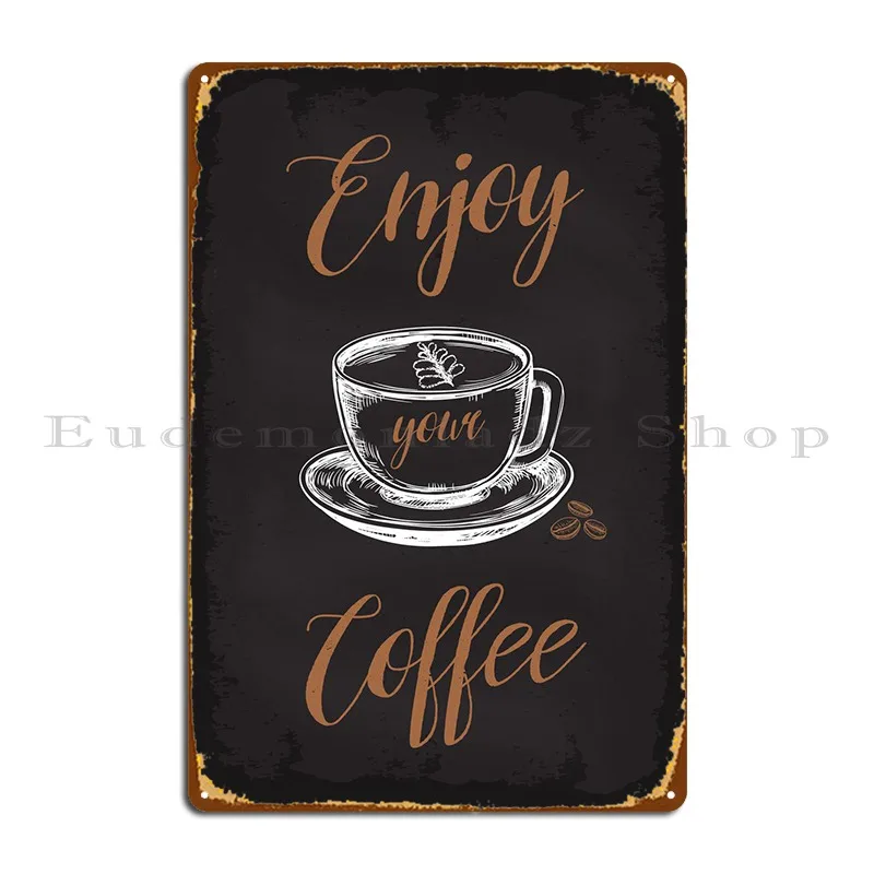 

Металлический плакат с надписью «Enjoy Your Coffee» для гостиной