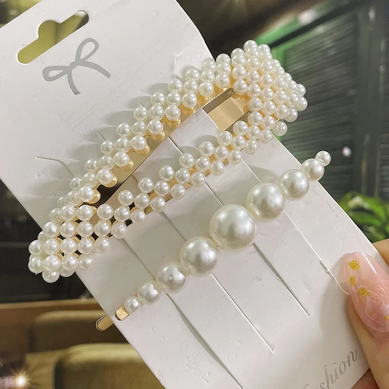 Simulated Pearl Hair Clips For Women Korean Women Hairpins Girl Geometric Hair Barrettes Fashion Hairgrip Hair Accessories designer head scarf