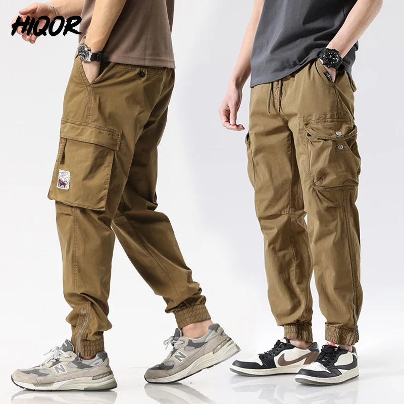 

HIQOR High Street Streetwear Black Man's Harem Joggers Pants Men Cargo Casual Pockets Sweatpants Male Fashion Trousers Camel