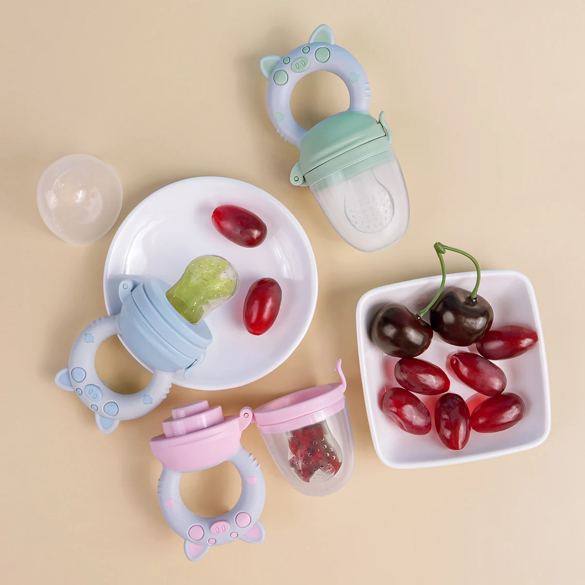 TYRY.HU 4pcs/set Silicone Fruit & Vegetable Feeder for Infants and Toddlers 6-36 months Food Grade Teething & Feeding Pacifier 5