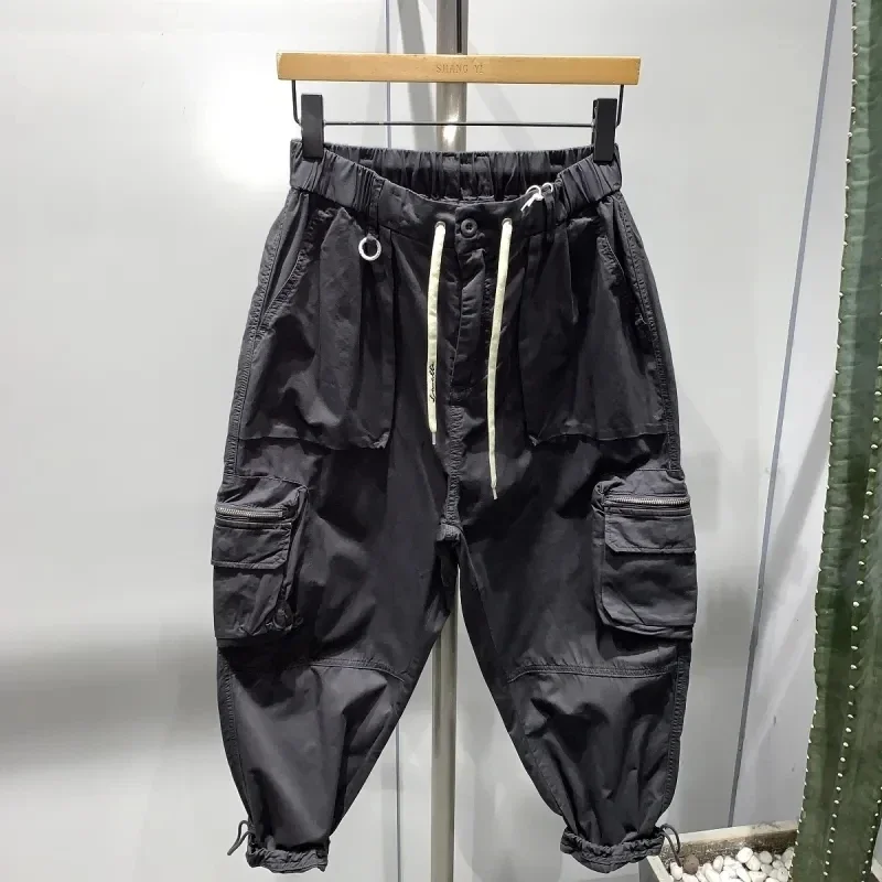 Pants Men's Summer Bunched Feet Draw Rope Overalls Spring New Fashion Streetwear Wide Leg Haren Pants Men Clothing Cargo Pants