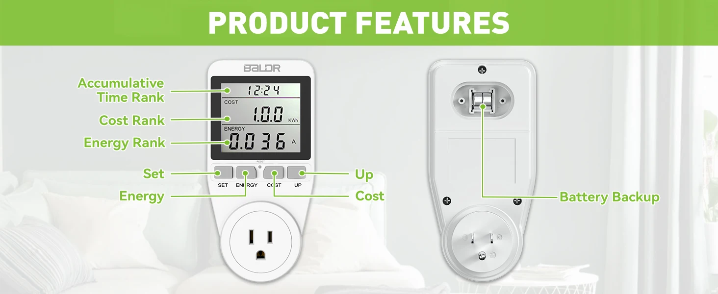 AC 110V/220V Light Wattmeter Power LCD Energy Meter Power Monitor EU Plug Socket