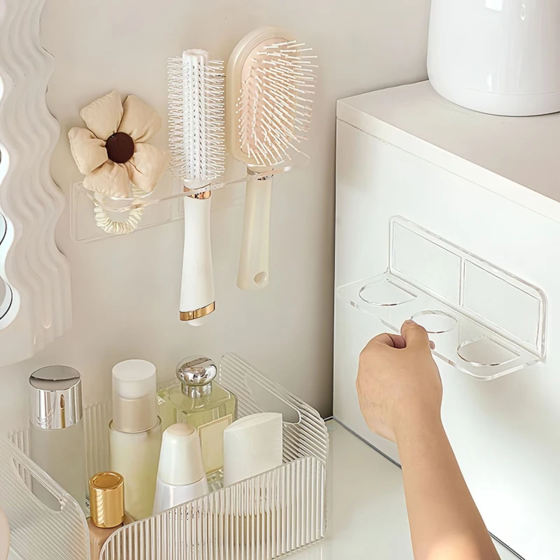 Acrylic Comb Holder Organizer Storage Shelf Clear Transparent Wall-Mounted Hair Brushes Rack Bathroom Accessories Home Shelves 3