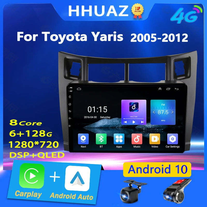 

2 Din Carplay Car Multimedia Player for Toyota Yaris 2007 Radio Fascia Car Radio 2005 - 2012 Android GPS Navigator Stereo