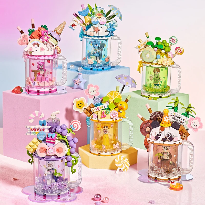 

LOZ Mini Building Block DIY Cute Ice Cream Cup Succulent Plant Food Brick Toy Girls Education Christmas Gift 4201 4202 4205 4206