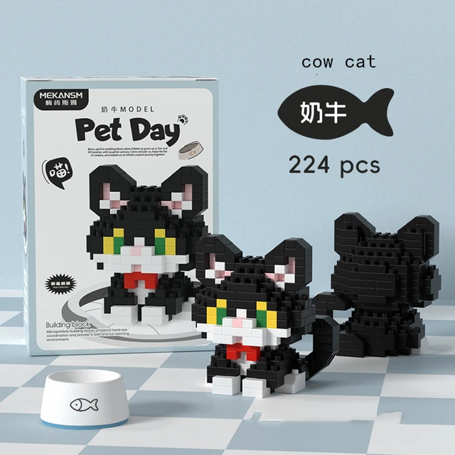 Pet Dog Animal Cat Building Blocks Border-Collie Corgi Schnauzer Small Micro Bricks Ragdoll Siamese Devon Rex Shorthair Brick 6