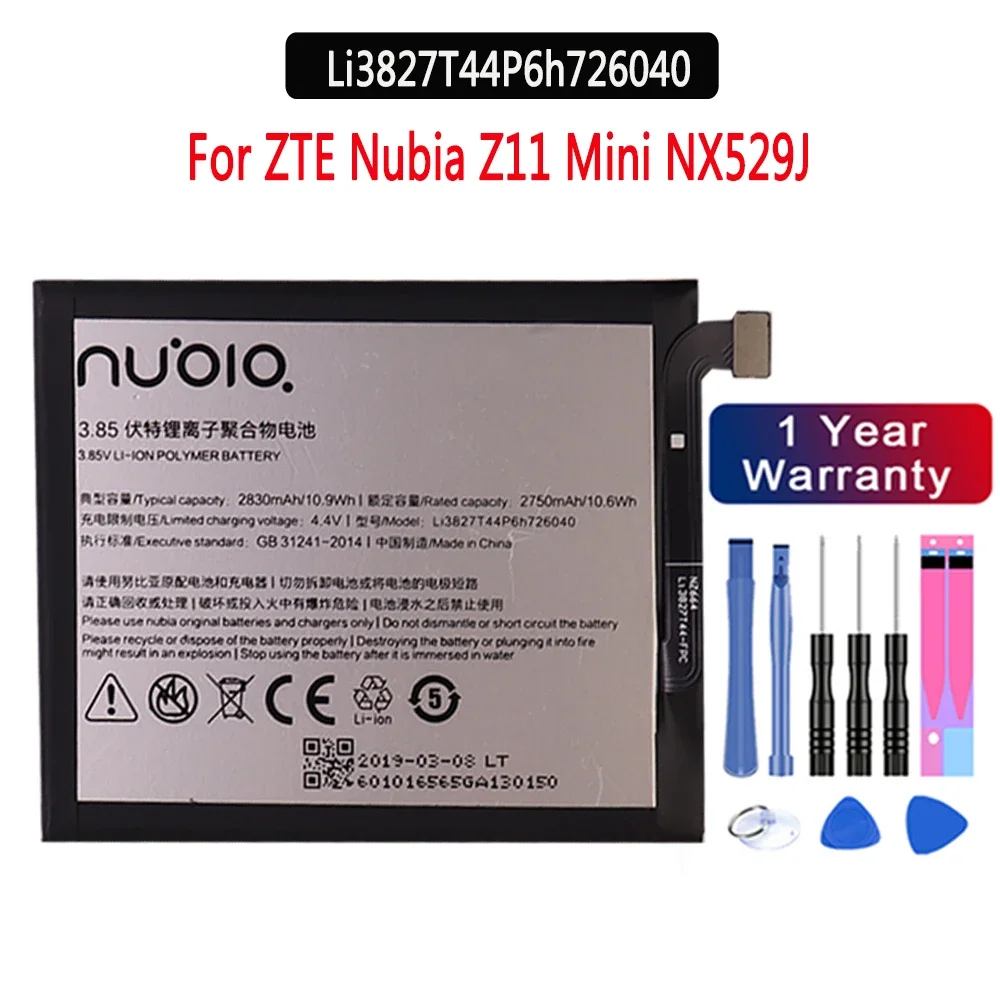 

100% NEW Original battery 3.85V 2830mAh Li3827T44P6h726040 For ZTE Nubia Z11 Mini NX529J Battery+free tools