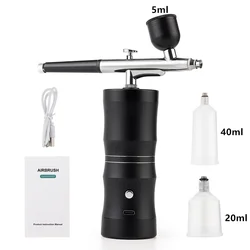 Compact 0.3mm Pink Airbrush Kit with Mini Air Compressor for Art and Craft Projects (BLACK)