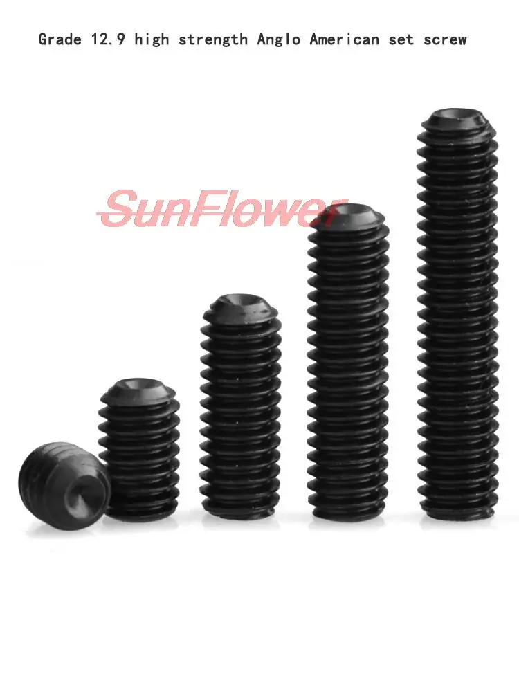 

2-56 4-40 6-32 10-24 1/4 5/16 3/8 1/2 5/8 3/16 DIN916 Black Grade 12.9 Alloy Steel Hex Hexagon Socket Allen Cup Point Grub Screw