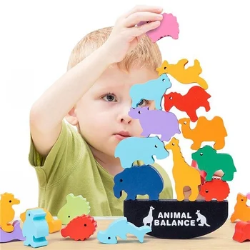 Wooden Dinosaur Balance Stacking Toy 1