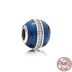100% Real 925 Sterling Silver Mini Blue Star Ball Zircon Beads Fit Original Bracelet For Women DIY Making Accessories Wholesale