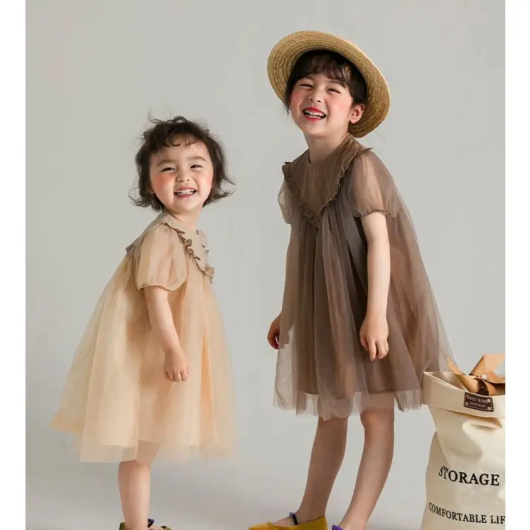 

Girls' Pengpeng Dress 2023 Summer New Korean Version Loose and Breathable Design Feel Foreign Fairy Princess Yarn Dress
