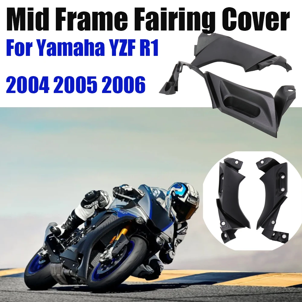 Black Side Frame Mid Cover Panel Fairing Cowl For Yamaha Yzf R1 2004 2005 2006