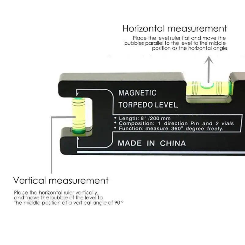 Leveler Tool High-Precision Torpedo Level Pocket Torpedo Shock Resistant Bubble Level Magnetic Mini Level Tool Small 4