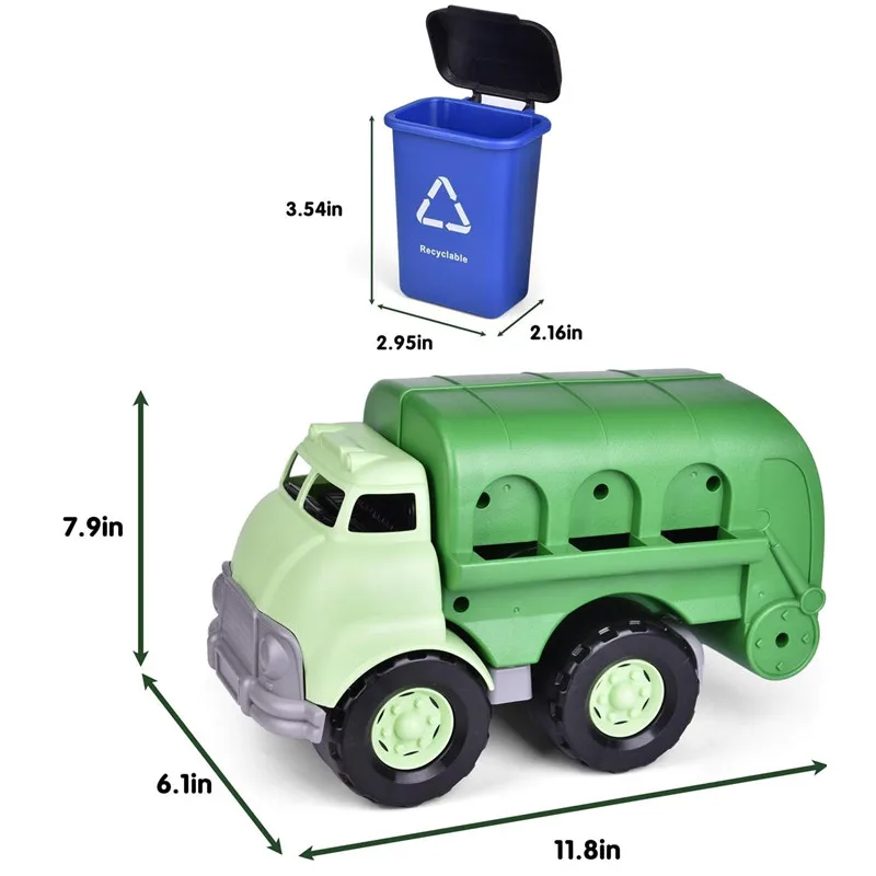 Recycled Plastic Green Toy Dump Truck Big Green Plastic Garbage