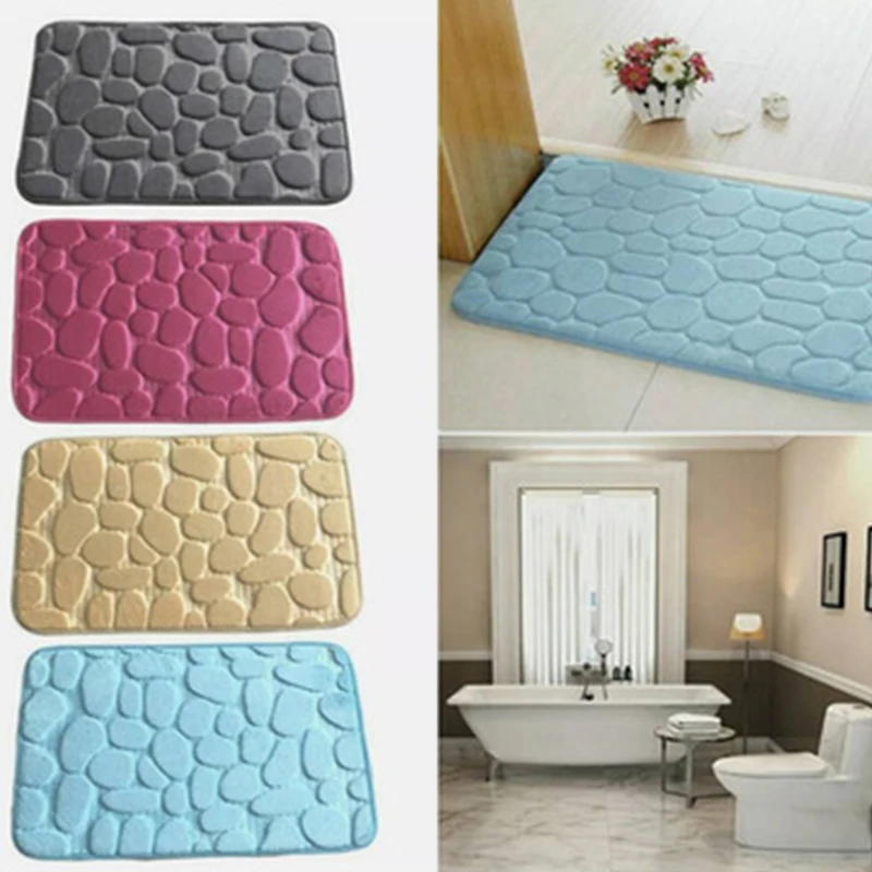 

Bathroom Bath Mat Set Soft Non Slip Cobblestone Mat Bathroom Rug Absorbent Shower Carpets Cover Floor