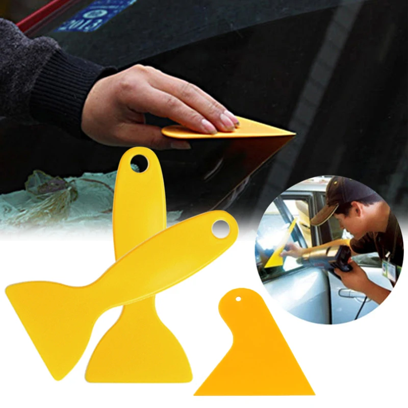 5Pcs Car Vinyl Wrap Film Installa Tergipavimento Raschietto Feltro Giallo Piccolo Auto Window Film Wrapping Tool Car Wrap Sticker Raschietto Da Neve