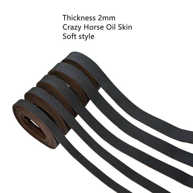 

Soft Real Cowhide Rope for DIY Necklace, Top Layer of Crazy Horse Oil, Leather Strip for Pendant, Bag Accessories, 2mm Thick