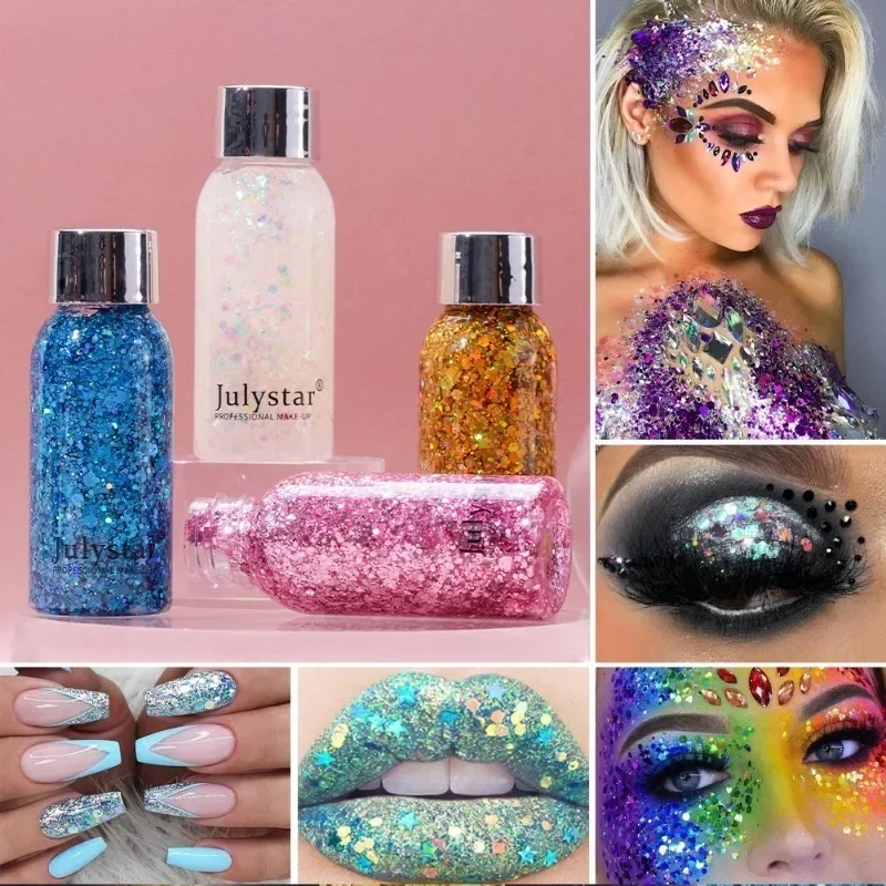 Body Glitter Gel Sequins Long Acting Face Eyes Hair Prom Party Mermaid Scales Not Easy To Take Off Eye Shadow Stage Makeup 3