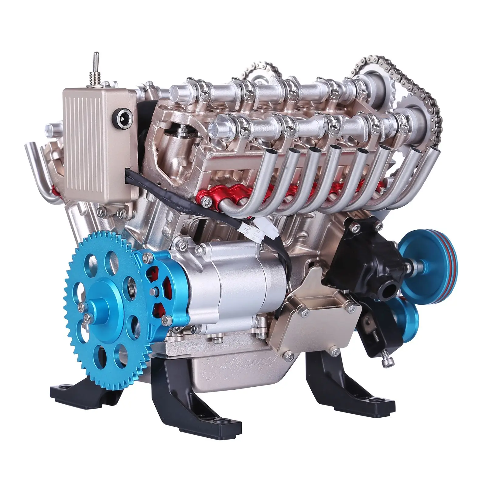 500 + Pcs DIY V8 엔진 모델 금속 조립 키트 장식 교육 기계 자동차 엔진 과학 물리학 장난감 선물