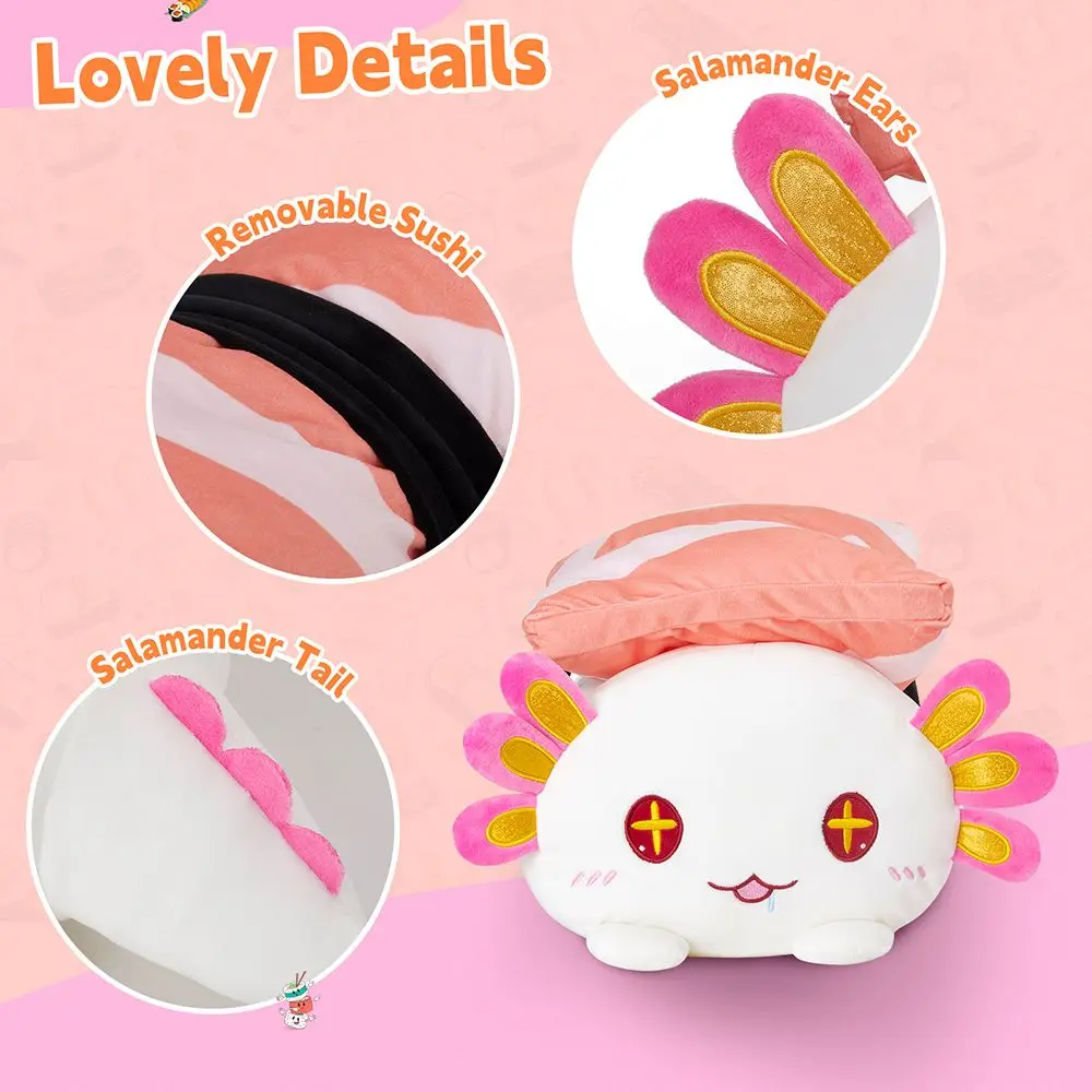 30cm Stuffed Sushi Axolotl Plush Toys Cotton Japanese Cuisine Throw Pillow Food Cushion Animal Doll Toys Sofa Home Decoration 3