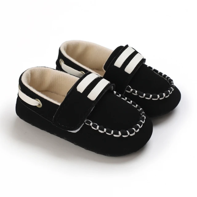 Newborn Baby Prewalker Girls Boys Casual Shoes Leather Non-Slip Soft-Sole Infant Toddler First Walkers 0-18M Baptism B299 Black
