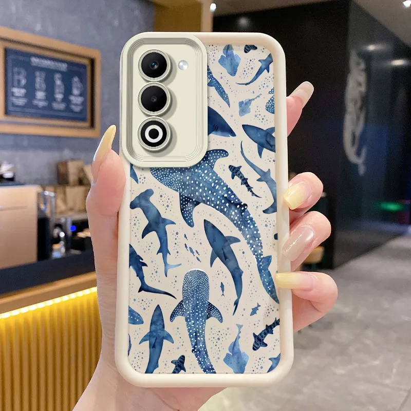 Shockproof Silicone Phone Case with Fish and Flower Print Design